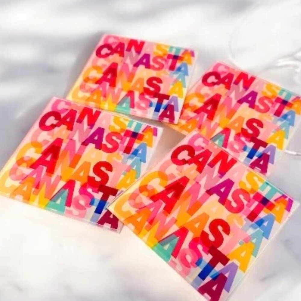 Whimsical Canasta Art Coaster Set N.I.B.